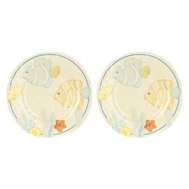 THUN, Set 2 Piatti Piani in Melammina, Linea Mare da Amare, Idea Regalo per la Cucina, Ø 27 cm
