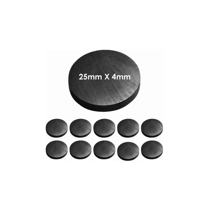 Vamos de Compras 10 Piezas Imán Ferrita Redondo 25x4mm Potente