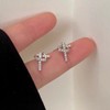 925 Sterling Silver Cross-X Very Small Ear Stud Earrings Tiny