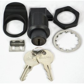 Southco 93-303 Series Plastic Push To Close Latch, Pull Tab in Line with Latching Pawl, Key Locking, 0.00"-0.41" Panel Thickness, 0.88"-0.91" Grip Range, Black