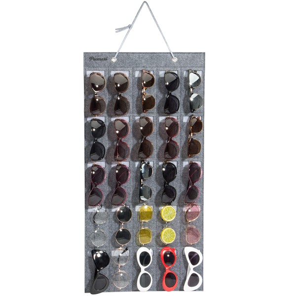 PACMAXI Sunglasses Storage Organizer Wall Pocket Mounted by Sunglasses, Hanging Glasses Holders, Glasses Display