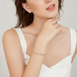 Kraven Infinity Bracelet Women's 925 Silver Infinity Heart Zirconia Bracelets Adjustable Bracelet Valentine's Day Mother's Day Birthday Christmas Gift for Her Women Girlfriend Mum (K)