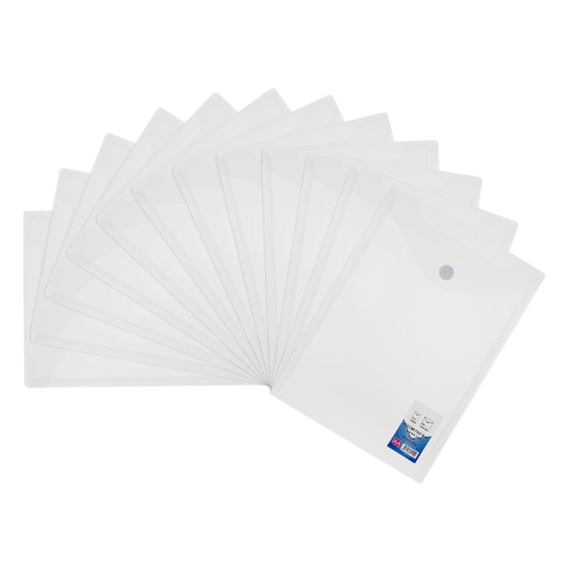 Document Wallet A4 Transparent Folder Pack of 12 Document Folder