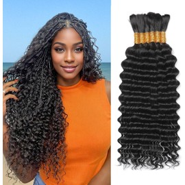 Popway Cabello Humano para Trenzas Boho, 14", 150 G, 6 Paquetes/Paquete, Ondas Profundas, Cabello Boho Virgen para Trenzar, Cabello Humano Rizado A Granel para Trenzar, Ondulado Y de Color Natural.