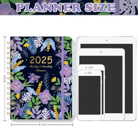 Calendar 2025 Book Calendar A5 Diary 2025 Weekly Overview Diary 2025 Ring Binder 2025 Planner with Inner Pocket and Elastic Band, 21.5 x 15.5 cm