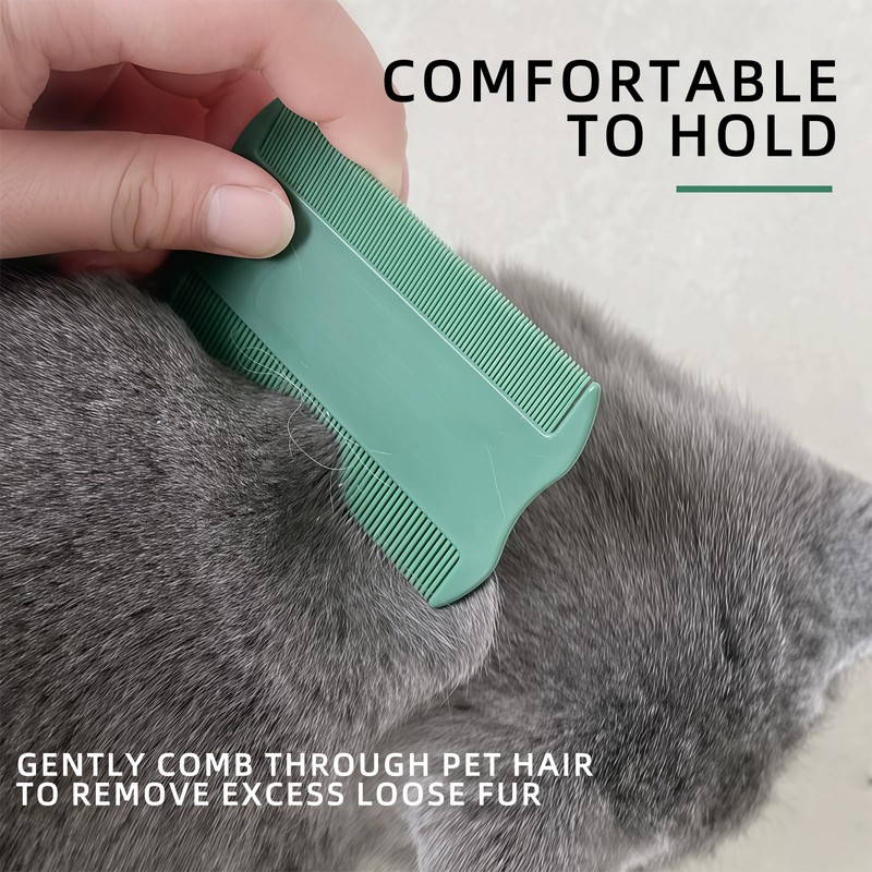 Green Pet Double-Sided Flea Comb Set 3Pcs 3.35in/8.5cm