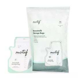 Motif Medical 90 Count Milk Storage Bags 6 Ounce Leak Proof Freezable Breastmilk Storage