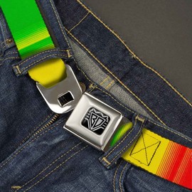 Buckle-Down Seatbelt Belt - Zarape4 Vertical Rasta - 1.5" Wide - 24-38 Inches in Length