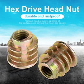 Pack of 50 Screw-in Nuts M4 x 8 mm, Zinc Alloy Hexagon Socket Nuts Type Thread Hex Drive Head Furniture Hex Drive Head Nut with Thread Inserts for Wood Egg