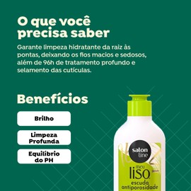 Salon Line - Linha Meu Liso (Escudo Antiporosidade) - Shampoo Equilibrio do PH 300 Ml - (My Straight (Anti-porosity shield) - PH Balance Shampoo 10.14 Fl Oz)