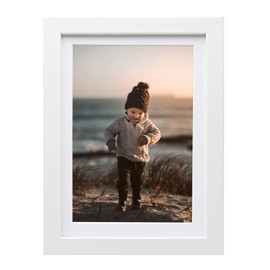 KINLINK 5x7 Picture Frame White, Photo Frame with Plexiglass for Picture 4x6 with Mat or 5x7 without Mat, Composite Wood Picture Frame for Table Top and Wall Mounting