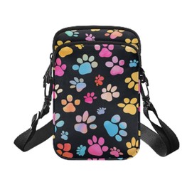 Noteligou Dog Paw Print Crossbody Hangbag for Women Custom Women Summer Handbag Fashioan Shoulder Bag for College with Zipper Double Pockets Mini Gym Crossbody Bag for Women