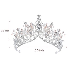 Crystal Crown for Women,Princess Crown Rhinestone Tiaras,Tiaras and Crowns for Girls,Mermaid Crown Tiara for Women Bridal Headpieces Baroque Crown Vintage Tiara Crown, Queen Tiara Bridal Wedding Headpiece Women Hair Accessories