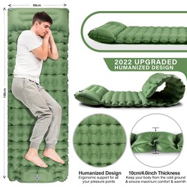 TENTRA Ultralight Self Inflating Camping Mat – Extra Thick Waterproof Sleeping Mat For Outdoor Hiking, Backpacking - Camping Air Bed - Camping Mattress With Built In Foot Pump