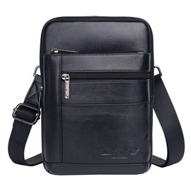 Bolso de mensajero de cuero Sling Crossbody Pack para hombres, mujeres, viajes al aire libre, negocios, senderismo, soporte para teléfono, billetera, hombro, bolsa para el pecho, mochila informal