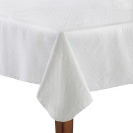 Hotel Embossed Flannel Backed Peva Vinyl Table Pad, 52 x 90-Inch, White