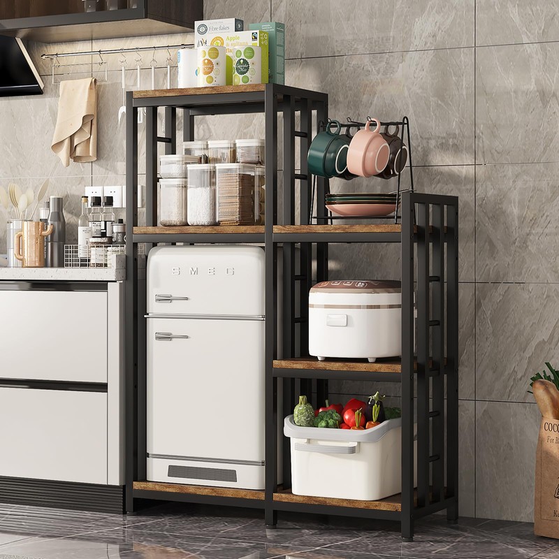 jarrvz 6-Tier Kitchen Bakers Rack, Freestanding Mini Fridge Stand Height