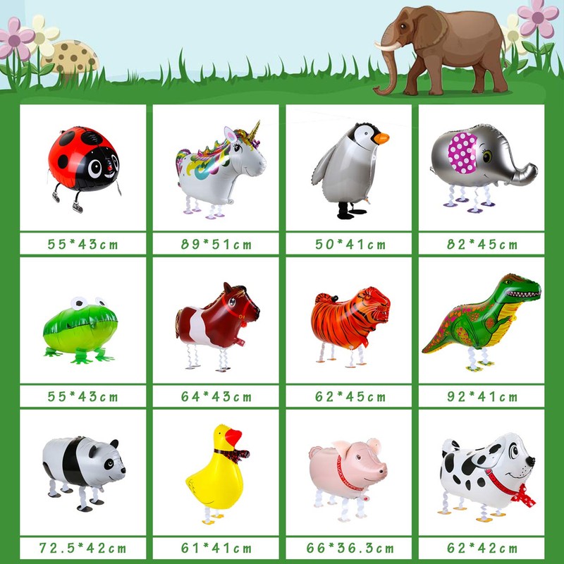 KESOTO 12PCS Walking Cute Animal Balloons for Kids Animal Theme