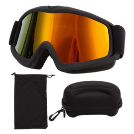 Kids Ski Goggles HD Coating Lens UV Protection Shock Resistance Adjustable Snow Goggles Glasses for Skiing Riding Black