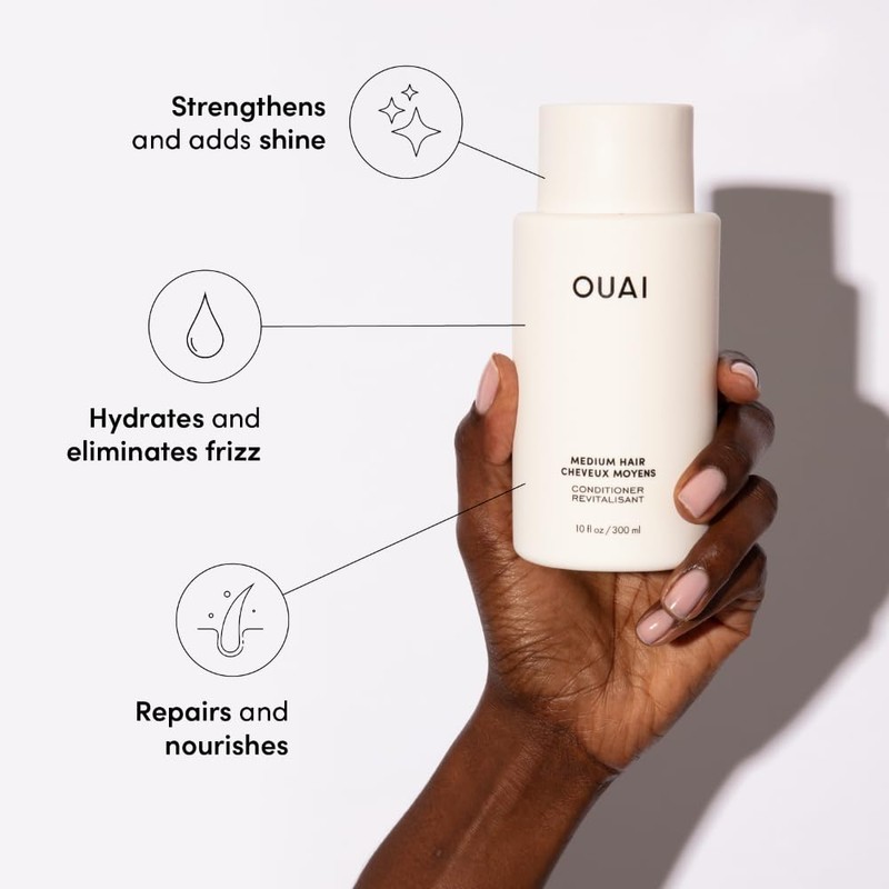 OUAI Medium Hair Shampoo & Conditioner Set, Travel Size -