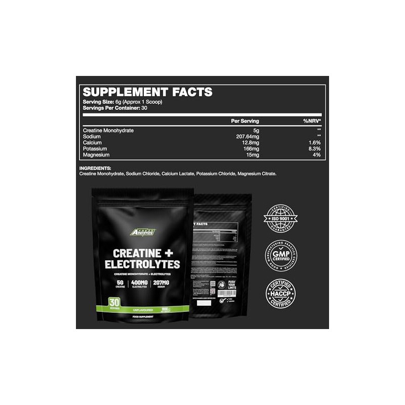 Freak Athletics Creatine Powder + Electrolytes Powder - Unflavoured, 180g