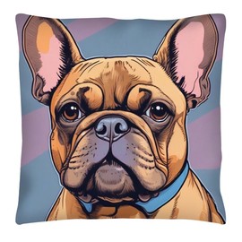 The Beach Stop Colourful French Bulldog Accent Cushion Cover | Home Decor Inspo | Gift Idea for Men Women Boys Girls & Pets | 45x45cm 18x18” | Pop Art Frenchie