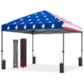 ABCCANOPY Pop Up Canopy - 10x10 Outdoor Patio Portable Canopy Tent Heavy Duty for Backyard and Deck with 4 Sandbags(American Flag, 10x10)