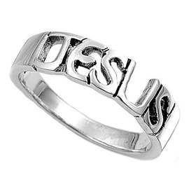 Sterling Silver Women's Jesus Christian Faith Ring Beautiful Band 5mm Size 7