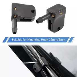 XUKEY 2Pcs  Universal Washer Nozzle Jet Spray Clips Set Onto Wiper Arm 9mm/12mm Hook