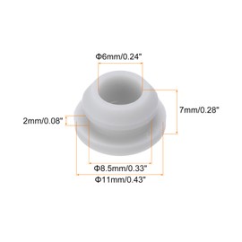 sourcing map 10Pcs Snap Rubber Grommet Plug Mount Dia 8.5mm ID 6mm Narrow Groove Width 2mm Seal Anti-Scratch for Electrical Box Cable Pipes Grey