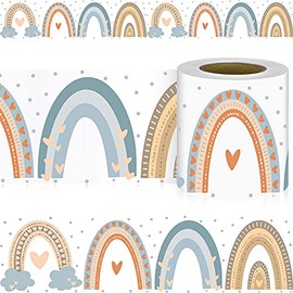 69 Feet Boho Rainbow Bulletin Board Borders Rainbow Staight Borders with Hearts Classroom Bulletin Wall Decals Self-Adhesive Border Trim for Home School Decoration (Cute Style)