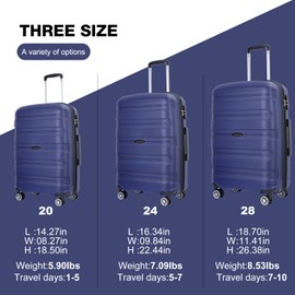 Travelhouse Hardshell Luggage Set: 3 Piece Spinner Suitcases - TSA-Approved Carry-Ons for Effortless Travel Organization (navy blue, 3 Piece Set (20/24/28))