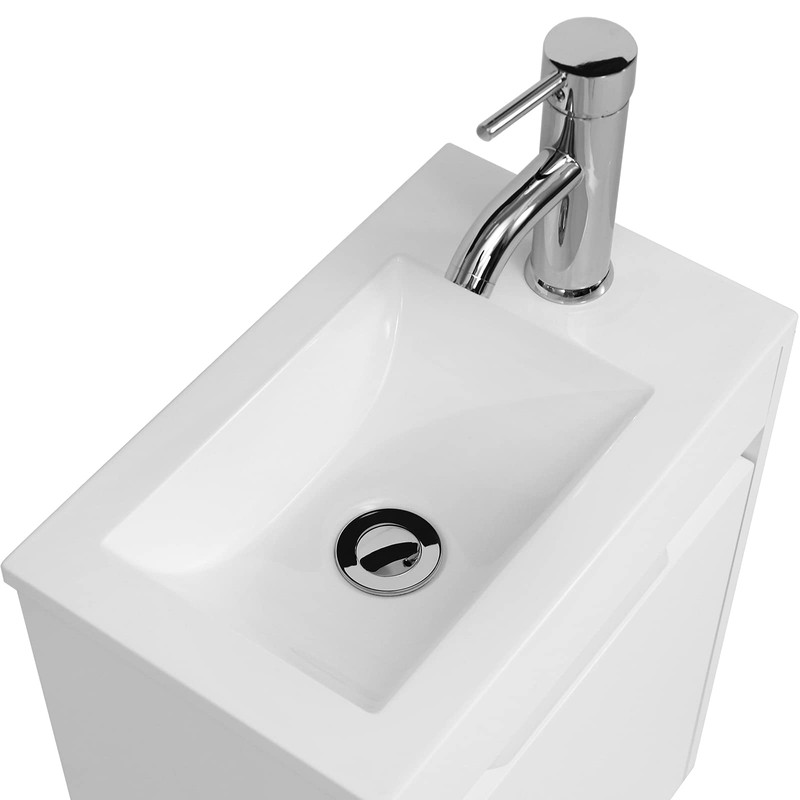 eclife 16" Small Bathroom Vanity Sink Combo, Modern Painted Wall