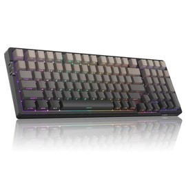 MageGee Light100 Wireless Creamy Keyboard, 96% Gasket Hot Swappable Custom Mechanical Keyboard, 3 connection methods, RGB Backlit Gaming Keyboard for Win/Mac/PC, 8000mAh Battery, PBT Keycaps:_Side Engraved Gray
