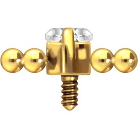 PIERCINGLINE Titanium Screw Attachment with External Thread 0.9 mm Crystal Drops + 6 Balls Piercing Attachment Replacement Choice of Colours, Titanium