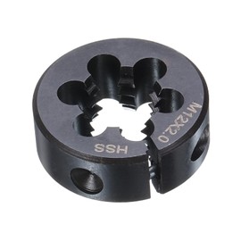 sourcing map Round Threading Die M12 x 2 Metric Thread 25mm OD Adjustable Right Hand High-Speed Steel (HSS) Round Die Screw Thread Cutting Die for Thread Repair