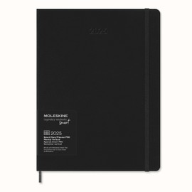 Moleskine 12 Month 2025 PRO Smart Weekly Vertical Planner, Hard Cover, XL (7.5" x 9.5") Black - Compatible with Moleskine Pen+ (Sold Separately) & App