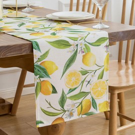 Modern Table Runner Lemons Table Runner Living Room Yellow 33 x 183 cm Table Runner Washable Polyester Modern Table Runner for Dining Table Holiday Kitchen Parties Summer Outdoor