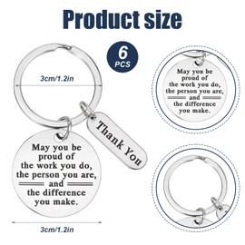 FdcLixuvol 6 Pcs Employee Coworker Staff Appreciation Gifts Keychain, Thank You Gifts for Women Keychain Stainless Steel Key Charm for Teacher, Men, Team, Retirement