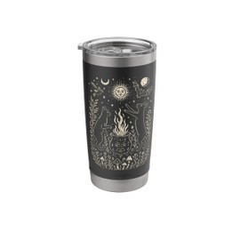 Mystical Cats & Vessel, Retro Folk Art, Nature Stainless Steel Insulated Tumbler