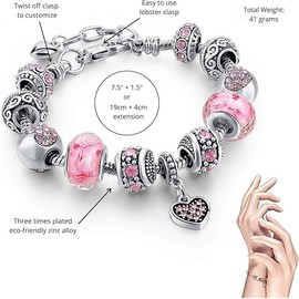 LUYANFX Bracelet Girls Charm Bracelet Girls Adjustable Bracelet Children Girls Bracelets Children Party Bag Jewellery Gifts for Girls Women, Stainless Steel, No Gemstone