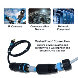 DJC Supply Co. Waterproof IP68 RJ45 coupler Butt Connector for Cat5, Cat6, and Cat7 1 PACK