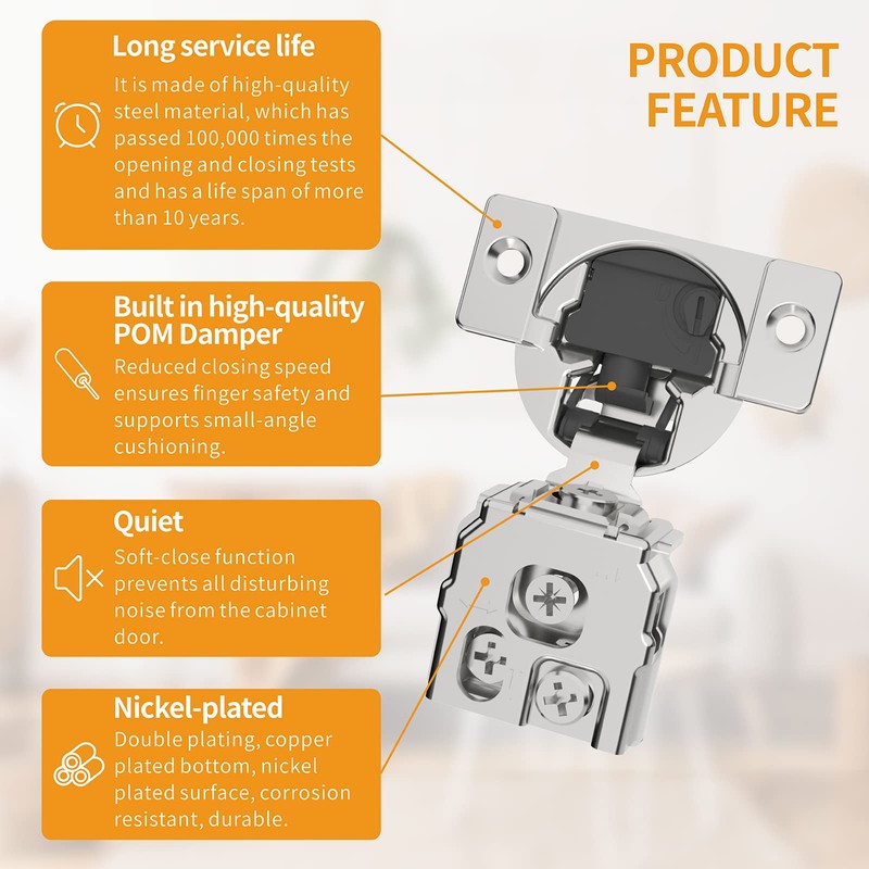 Chibery 50 Pack 1" Overlay 4D Soft Close Concealed Hinges