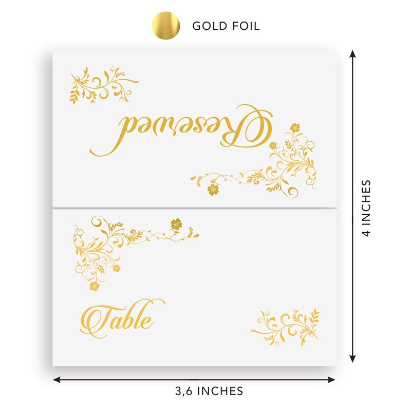 Place Cards Double Sides (Reserved Table Gold)