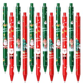 24pcs Black Ink Christmas Gel Ink Rollerball Ballpoint Pens for Kids Adults School Rewards Students Office Home Supplies Xmas Christmas Stationary Sets Novelty Pens Christmas Party Gift Bag Fillers