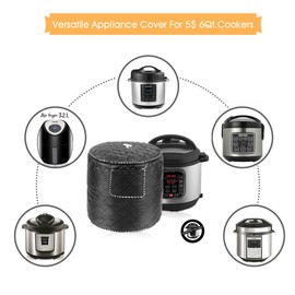 Air Fryer Cover Also for 6 Quart Instant Pot and Electric Pressure Cooker with Pocket, Dust-Proof Cover for Electric Appliance (Black)