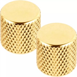 Allparts NEW (2) Gold Brass Flat Barrel Knobs w/ Set Screw for Telecaster, Bass 6mm ID