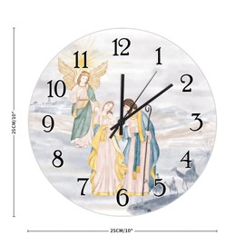 Clock for Wall Jesus is The Reason Nativity Scene Wall Clock Silent Non-Ticking Wood Wall Clocks Merry Christmas Christian Gift Round Wood Clock Welcome Winter Xmas Clocks for Home 10inch