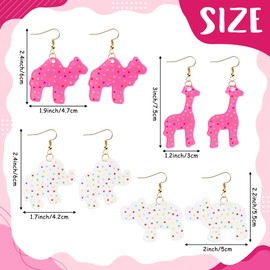 BkeeCten Frosted Animal Cookie Earring - 4 Pairs Cute Acrylic Animals Dangle Earrings Pink & White Frosted Cookies Acrylic Animal Cookie Hook Earrings Women Girls' Jewelry Gift Outfit Accessories