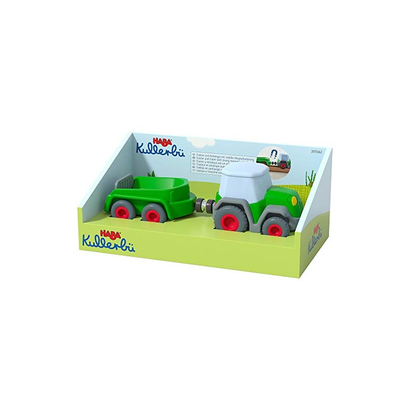 KiLaLa Haba Kullerbü Tractor with Trailer and Wooden Ball Frog